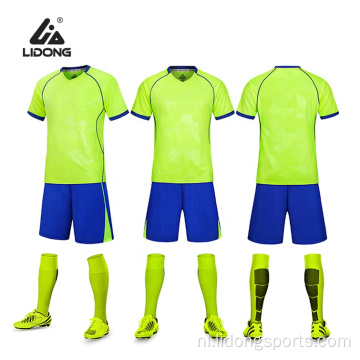 Chinese fabriek ontwerp je eigen merk voetbal jersey voetbal l shirt voor kinderen vrouwen mannen